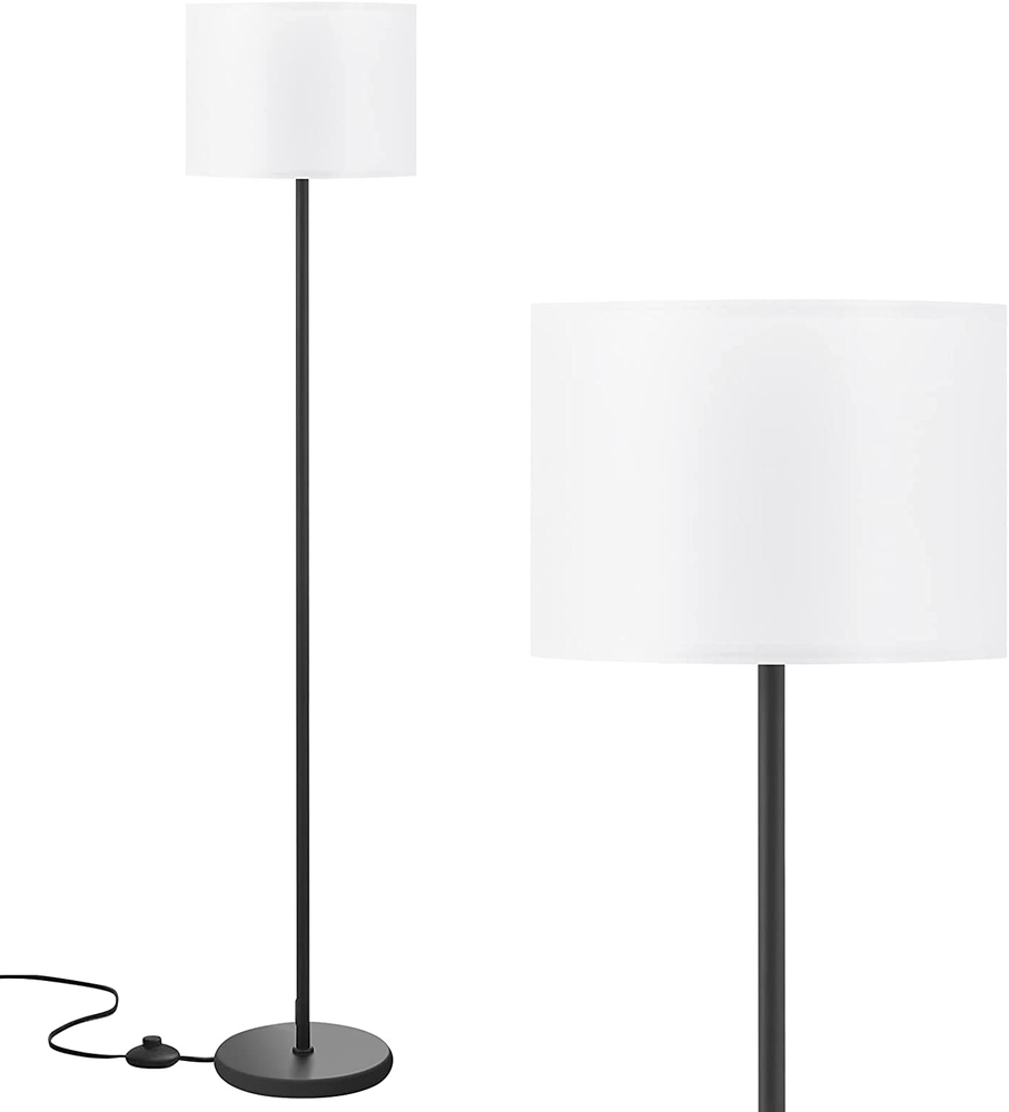 Modern White Shade Floor Lamp 60 Inch Simple Design Foot Pedal Switch