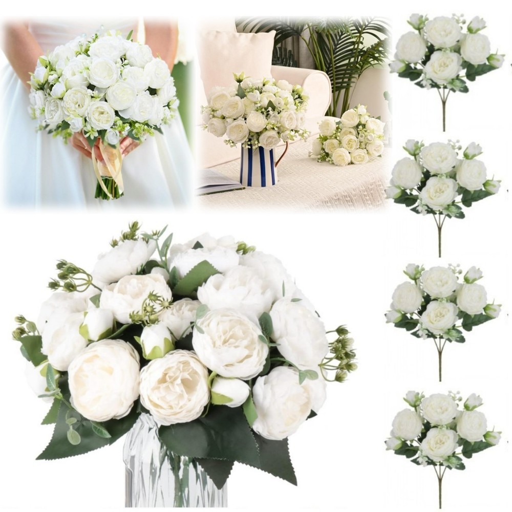 4 Bundles 36 Heads Artificial Peony Flower Silk Fake Flowers Home Wedding Decor