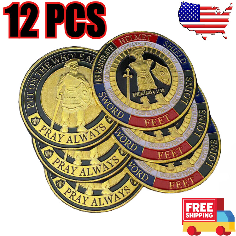 12X Ponte toda la armadura de Dios colección conmemorativa monedas de desafío regalo