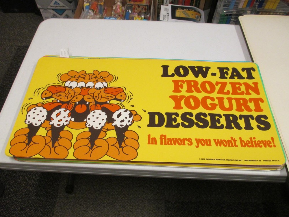 Baskin Robbins ice cream 1978 store poster sign FROZEN YOGURT triple lion LowFat