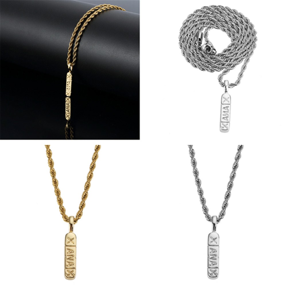Mens18k Gold Silver Plated Xanax Pendant Hip Hop 24