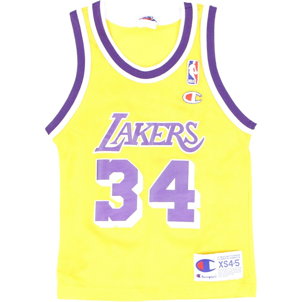 Vintage Champion Shaq O'Neal #34 Los Angeles Lakers Gold Jersey Youth Kids 4-5