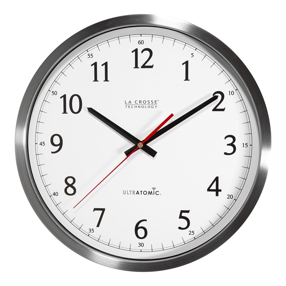 404-1235UA-SS 14 Inch UltrAtomic Analog Stainless Steel Wall Clock