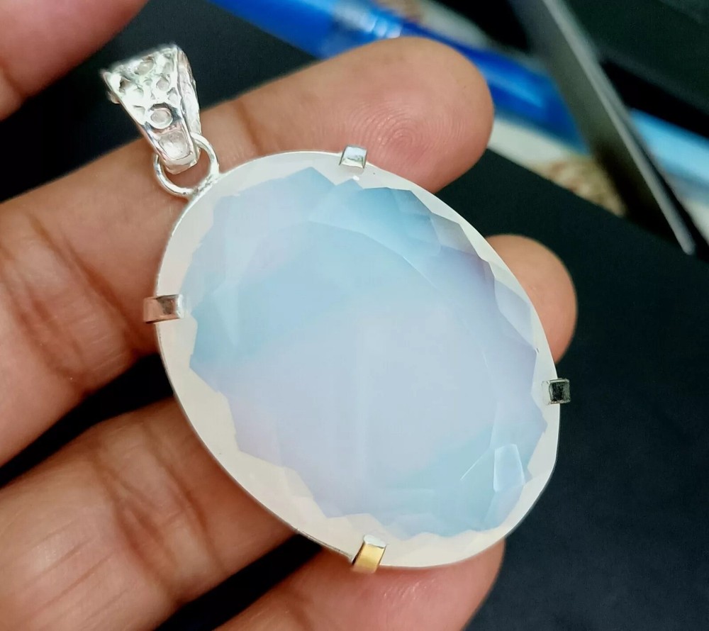 Certified 96-Count Natural Oval Opal 925 Solid Silver Pendant Loose Gemstone