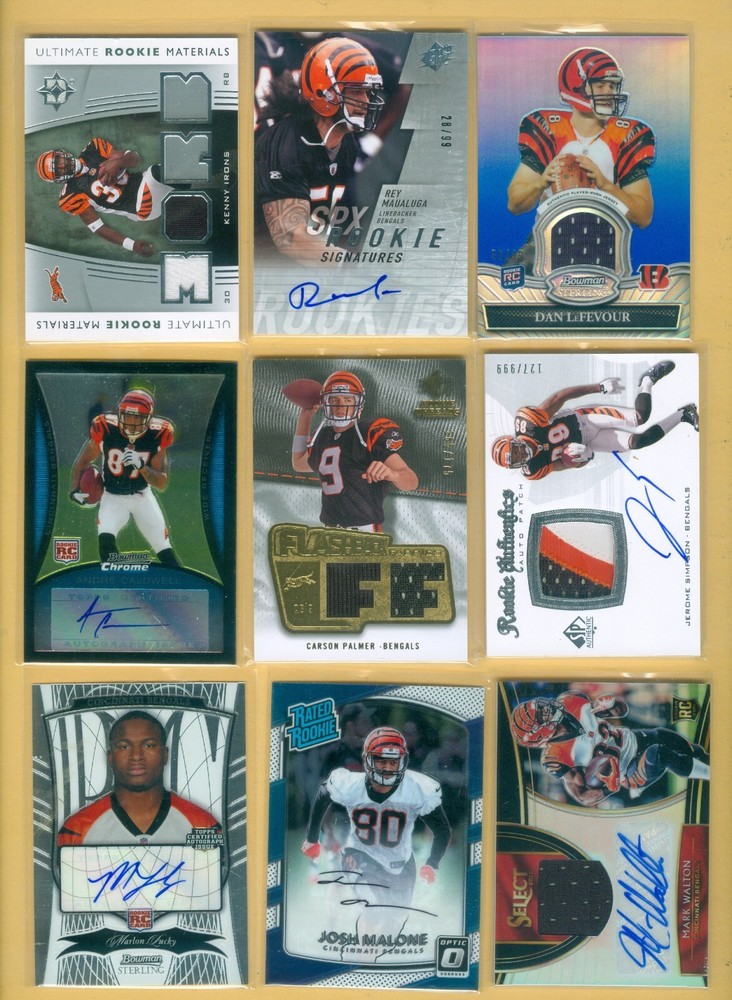 Lot of 9 Cincinnati Bengals JERSEY & AUTOGRPH Cards