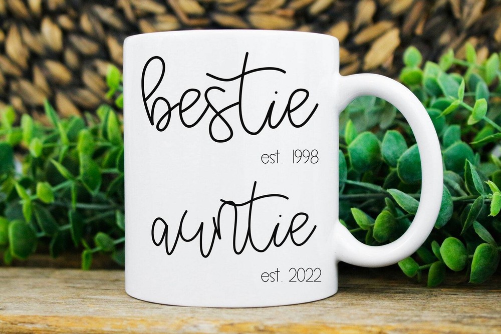 Bestie Auntie Est 2021 Coffee Mug Pregnancy Announcement Coffee Mug Custom Gift