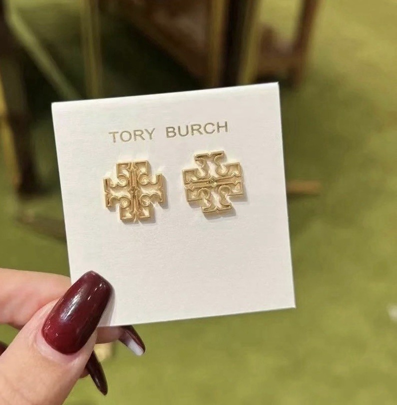 Tory Burch Lady Classic Double T Stud Earrings in Timeless Gold Plated Design  