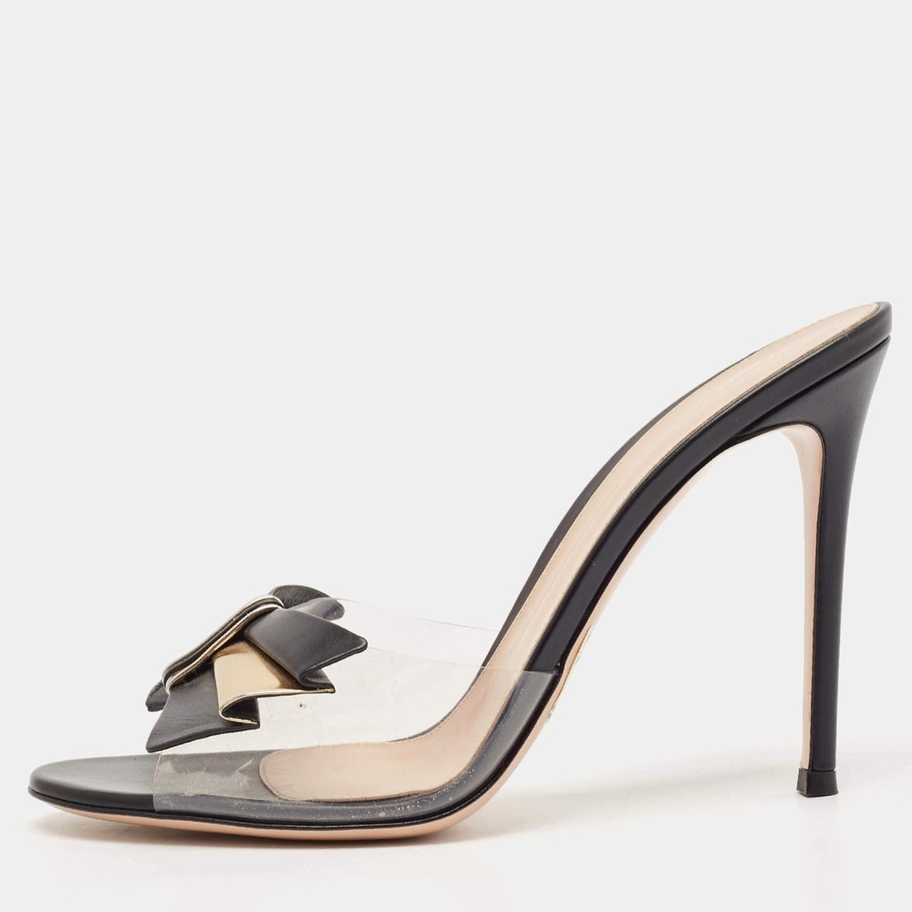 Gianvito Rossi Transparent Leather and PVC Slide Sandals Size 40