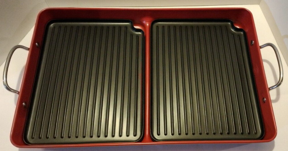 Red New Cook's Essentials Outside PFOA FREE Non Stick BBQ Grill Pan