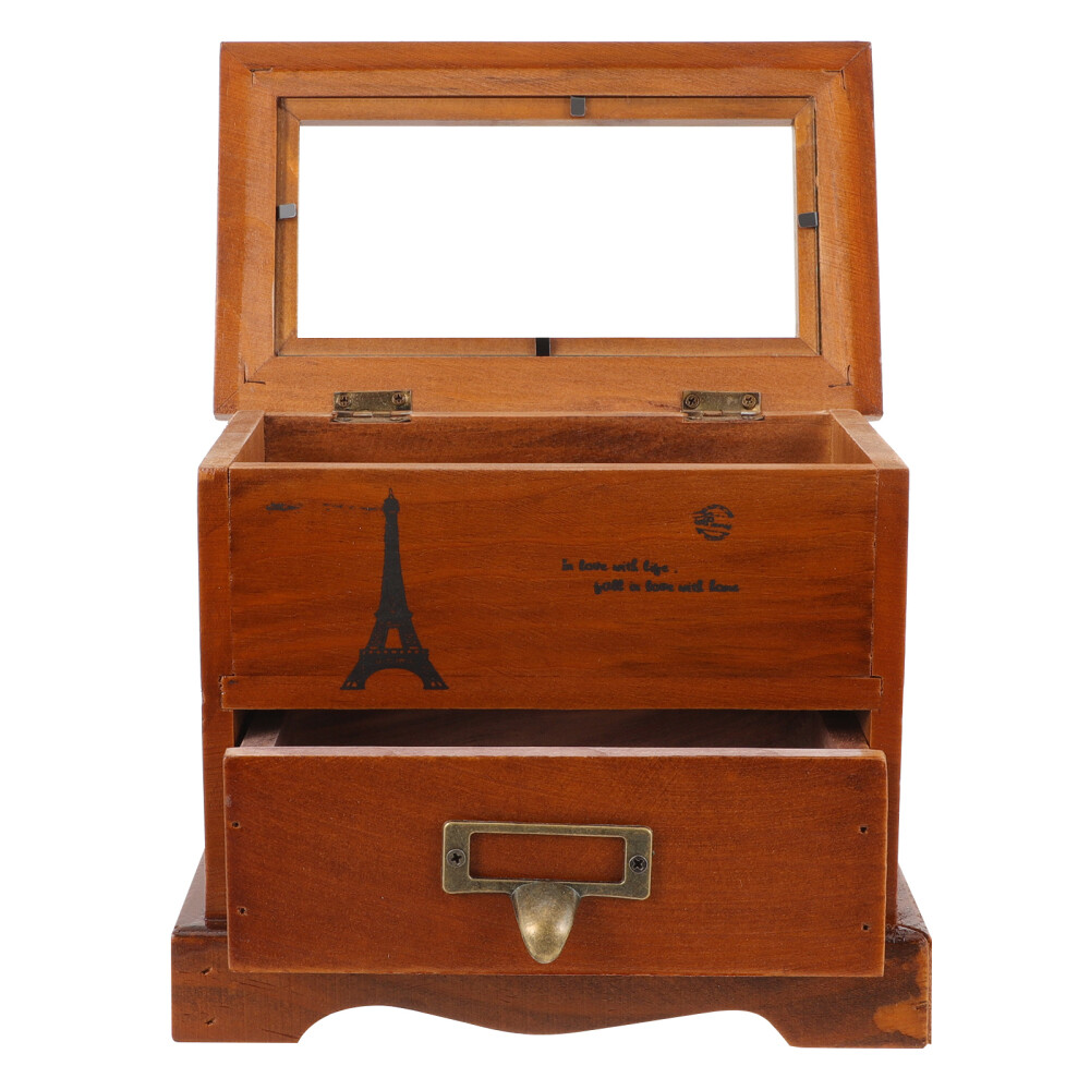 Mini Wooden Chest of Drawers for Jewelry & Craft Storage with Lid