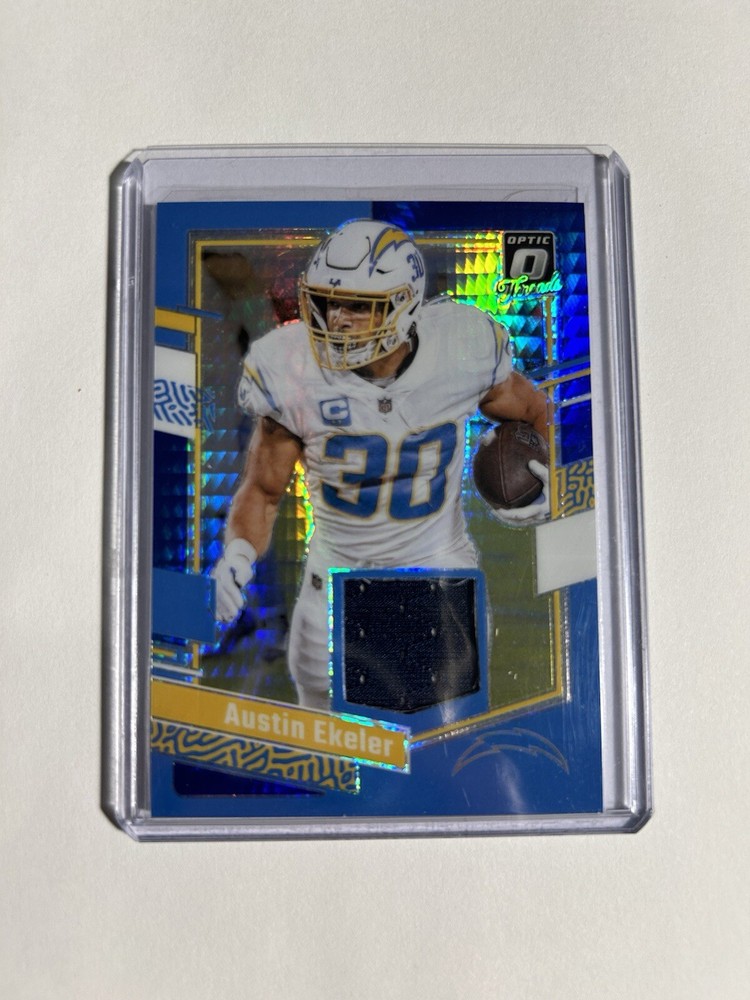 Austin Ekeler 2023 Panini Donruss Optic Blue Hyper Prizm Threads Patch #DT-AE