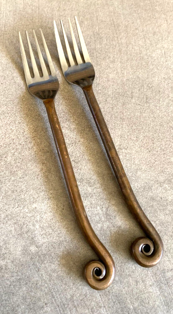 Coiled Fiddlehead Copper Handle 2-Piece Fork Set 8 1/8 Inch for Bed Bath Beyond
