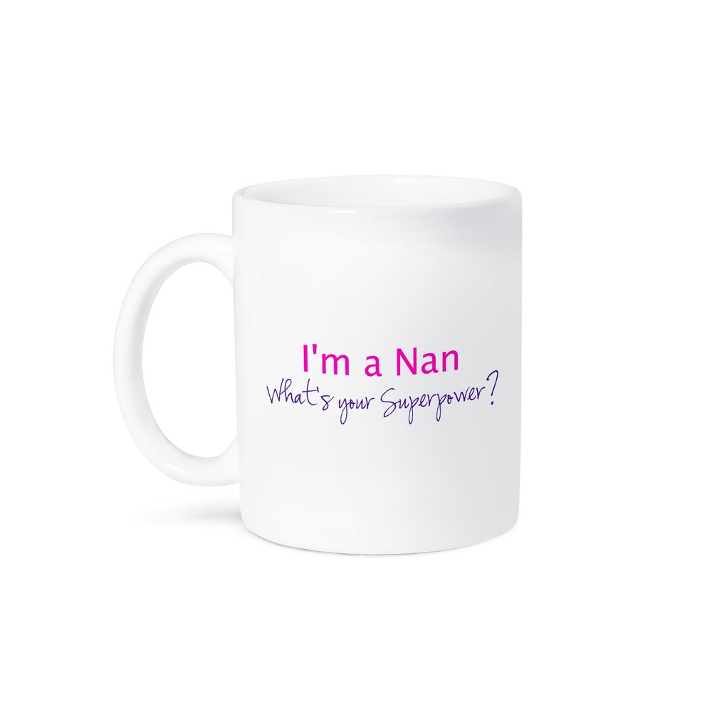 3dRose Funny Nan Superpower Mug - Hot Pink Gift for Grandma