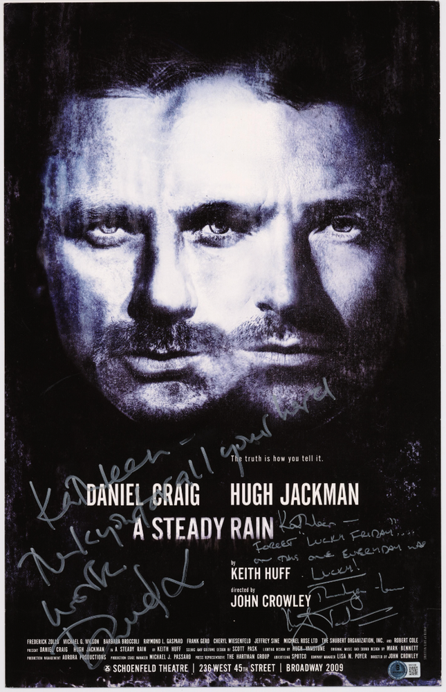 Hugh Jackman & Daniel Craig Autographed Signed Window Card Photo BAS 24178