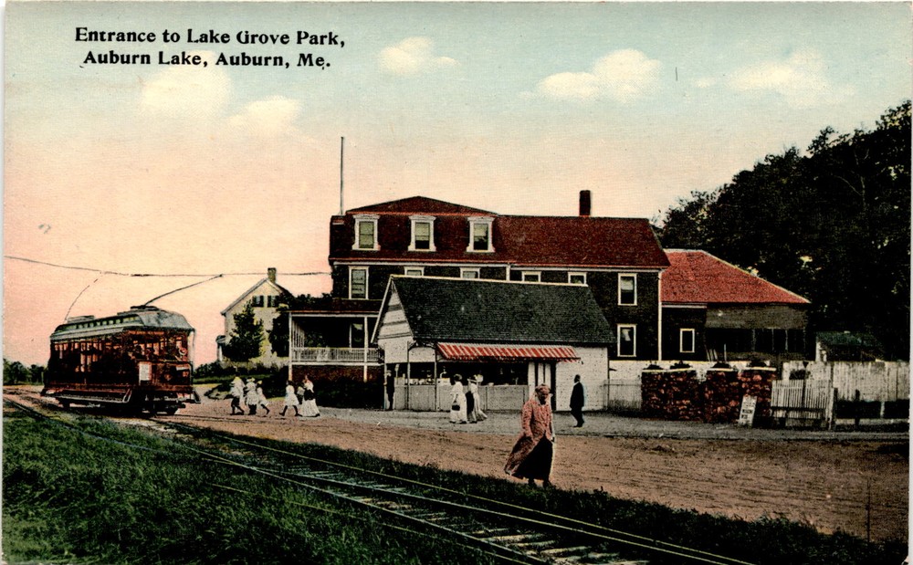 Lake Grove Park, Auburn Lake, Auburn, Maine Postcard