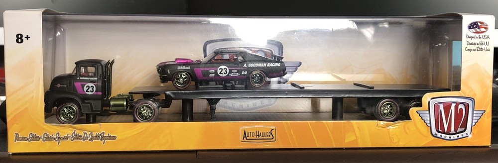 M2 MACHINES Auto Hauler 1956 Ford COE & 1970 Ford Mustang CHASE 1 of 300 Vhtf tb