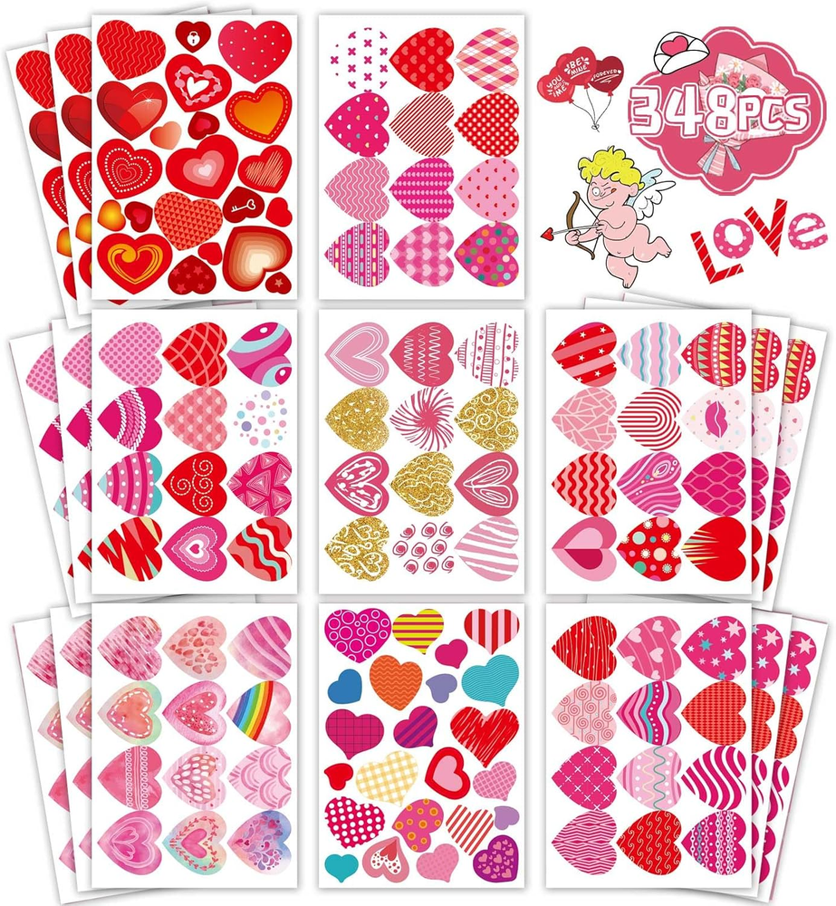 Heart Stickers for Kids, Valentines Day Colorful Heart Stickers Valentine'S Day