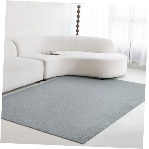 6x9 Grey Faux Cashmere Rug – Modern Low Pile Non-Slip Carpet