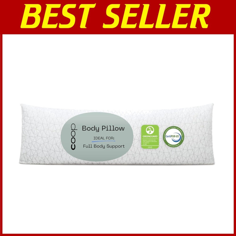 Luxury 20x54 Memory Foam Body Pillow with Adjustable Support & Removable Washable Cover