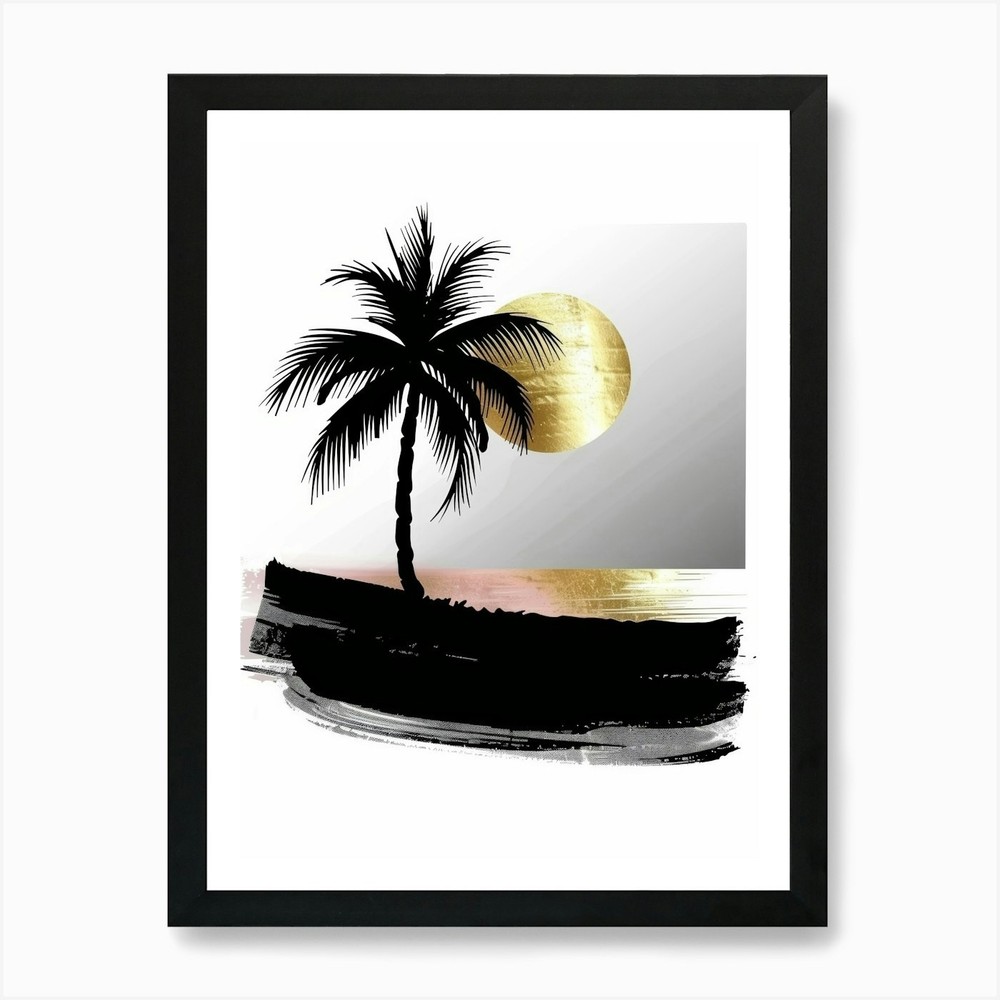 Palm Tree At Sunset 10 Art Print Framed Wall Art Poster Canvas Print Picture