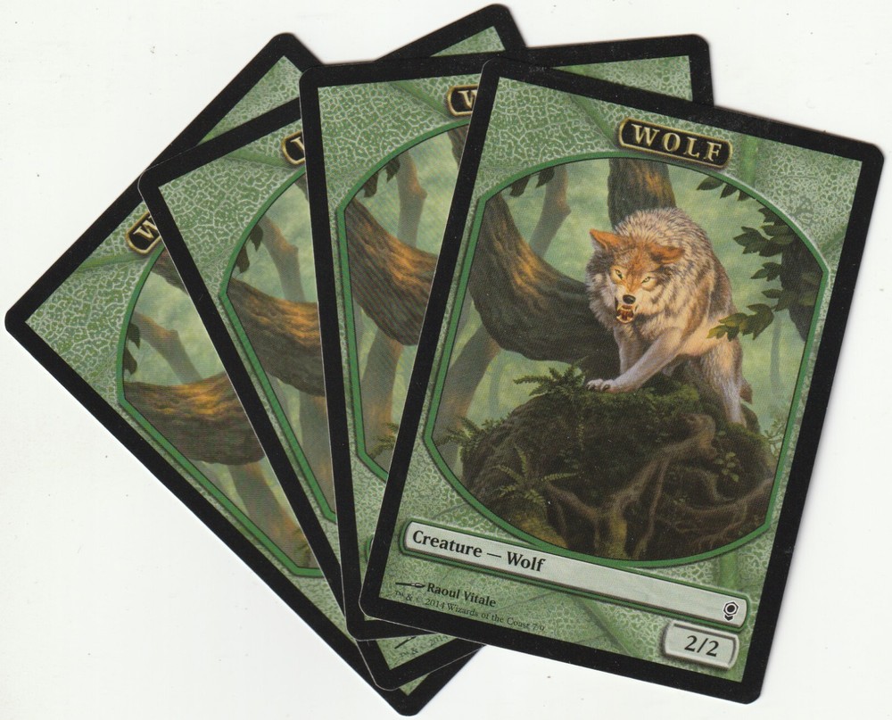 ✪ 4 MAGIC The Gathering WOLF Green Creature Tokens PLAYSET CNS/EN NM/EX