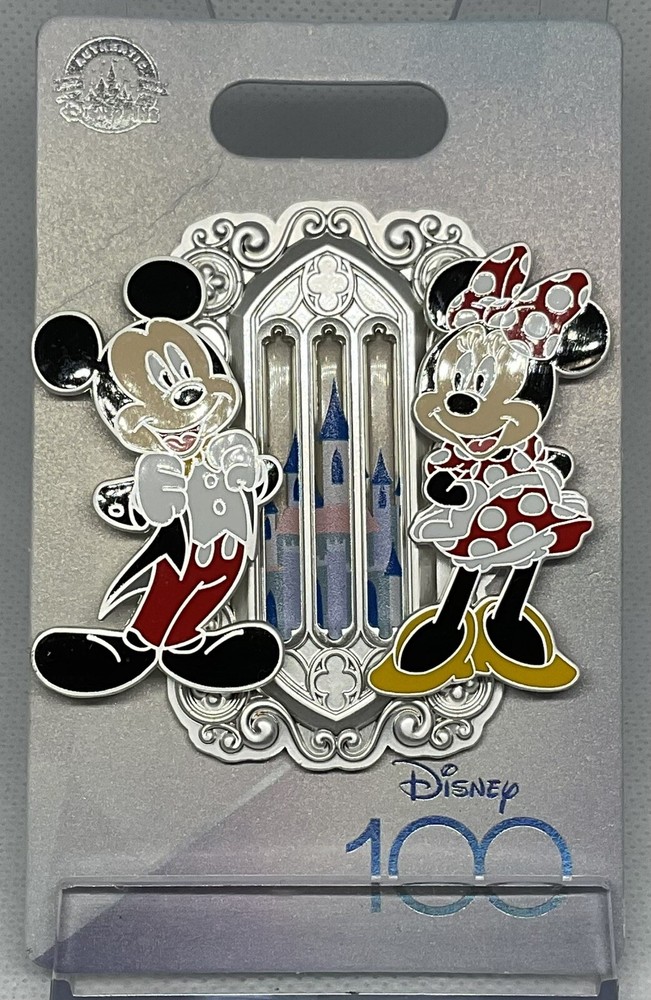 Disney Parks 100 Years Of Wonder Pin Mickey Minnie Mouse 2023 Platinum 100th