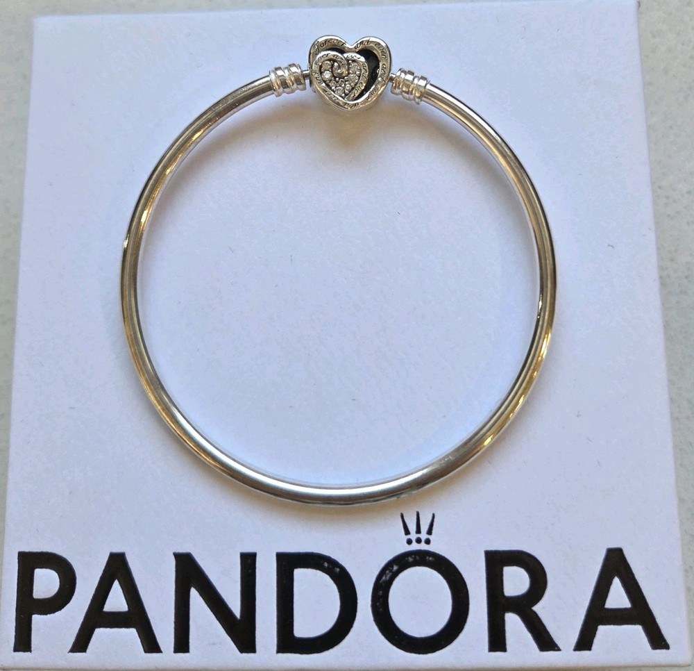 PANDORA Entwined Infinite Hearts Bangle 19cm 7.5 Inch