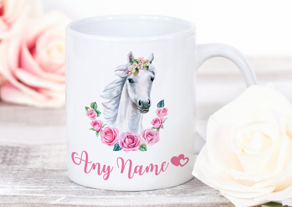 White Horse Mug White Horse Design Personalised Horse Birthday Horse Lover Horse