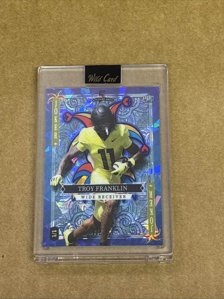 2023 Wild 5 Card Draw Troy Franklin Stacked Deck Joker Blue Rookie #1/1 Oregon