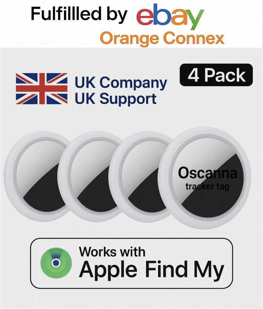 4 Pack Oscanna Air Tracker Tags airtag works with ios 'Find My App'