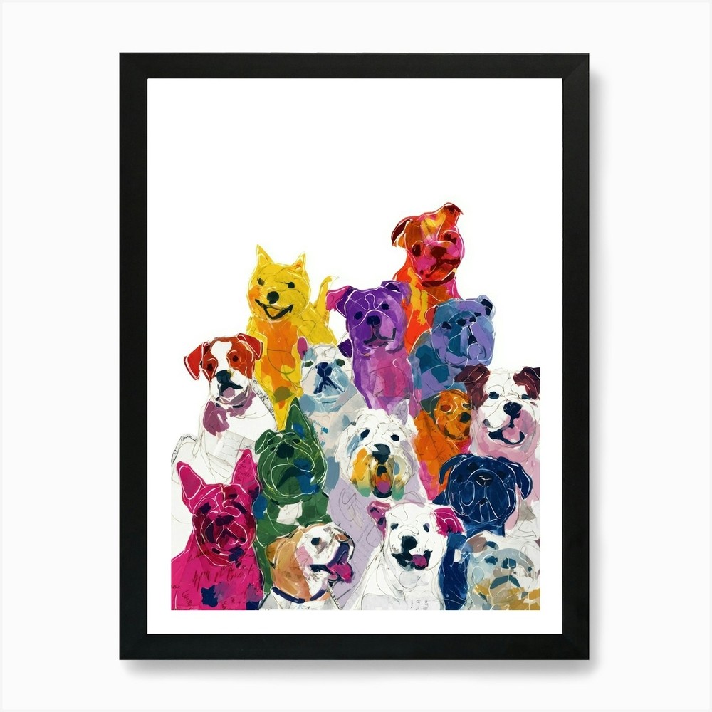 Many Dogs Art Print Framed Wall Art Poster Canvas Print Picture