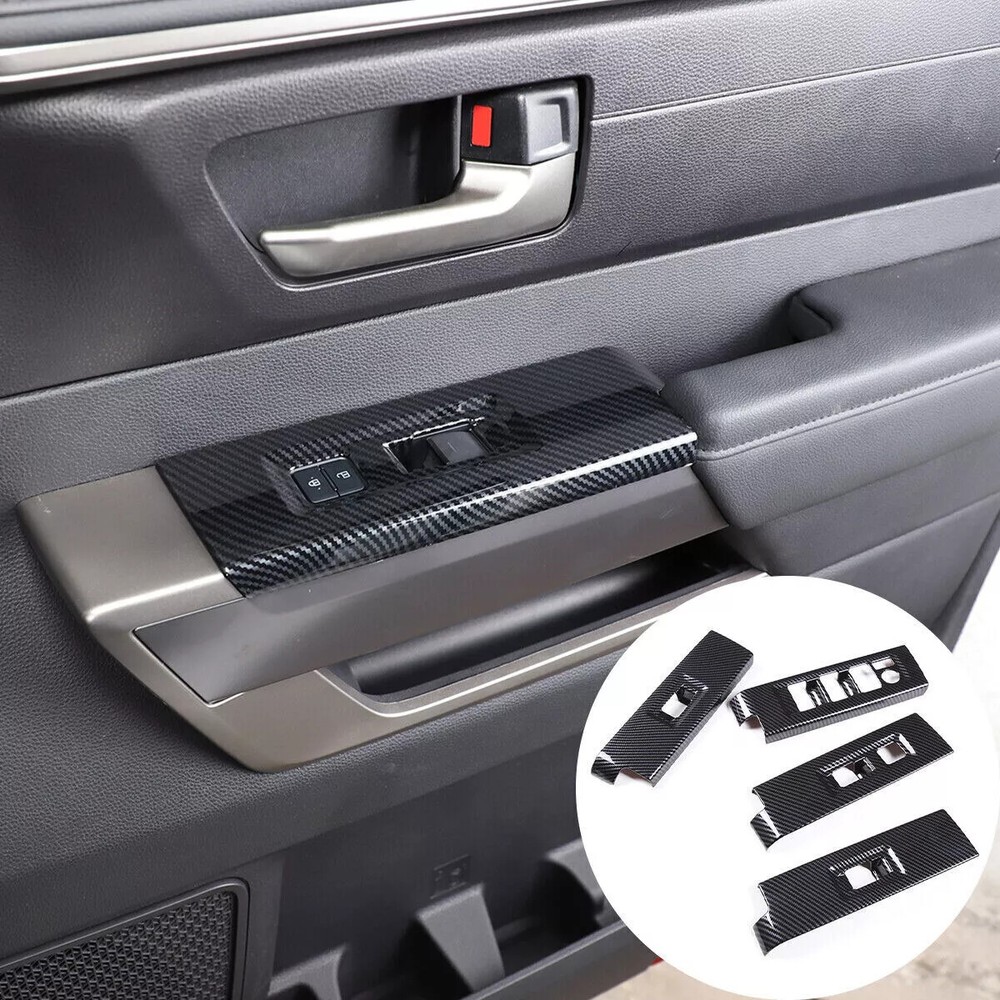 4Pcs Carbon Fiber Window Switch Panel Cover Trim For Toyota Tundra 2022-2023