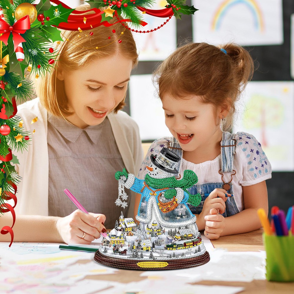 Christmas Rhinestone Painting Snowman DIY 5D Gem Decoration Gift Kids Gem Art