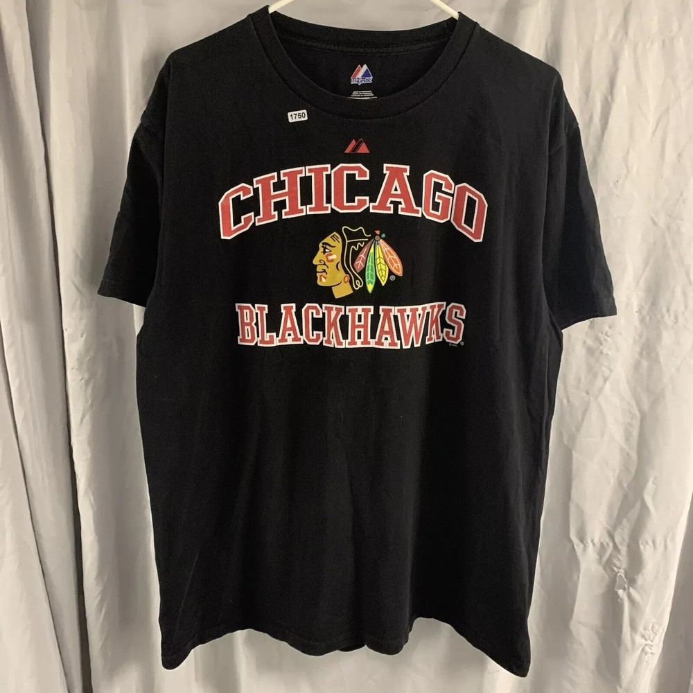 Chicago Blackhawks Shirt Adult Large Black Short Sleeve NHL Majestic Men’s