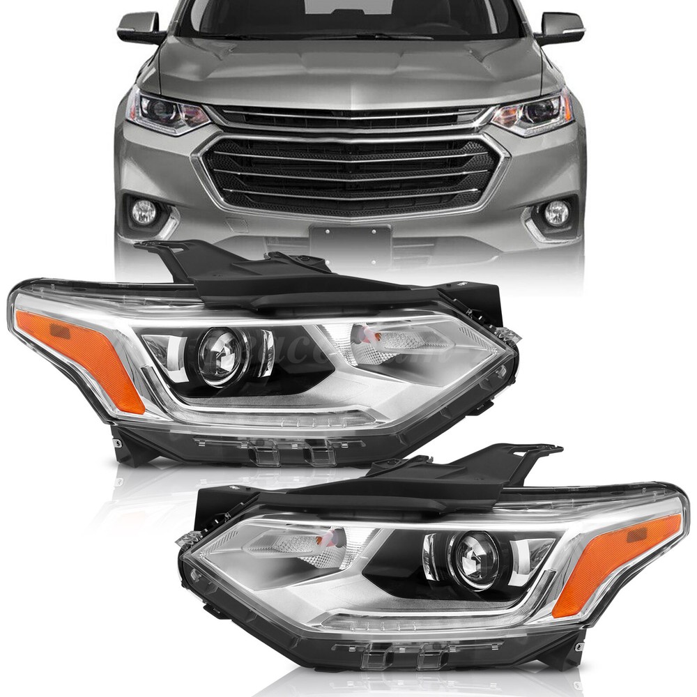 Pair HID/Xenon Headlights Fit 2018-2020 Chevy Traverse With LED DRL Projector