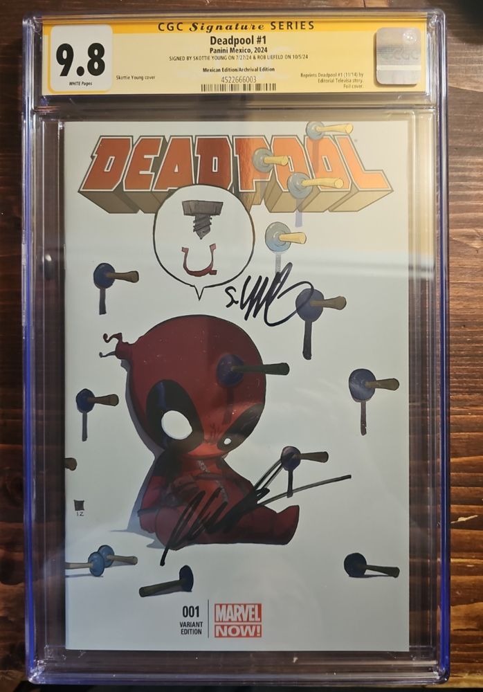 Deadpool #1 CGC 9.8 SS Liefeld & Skottie Young 2024 Panini Mexico Archrival Foil