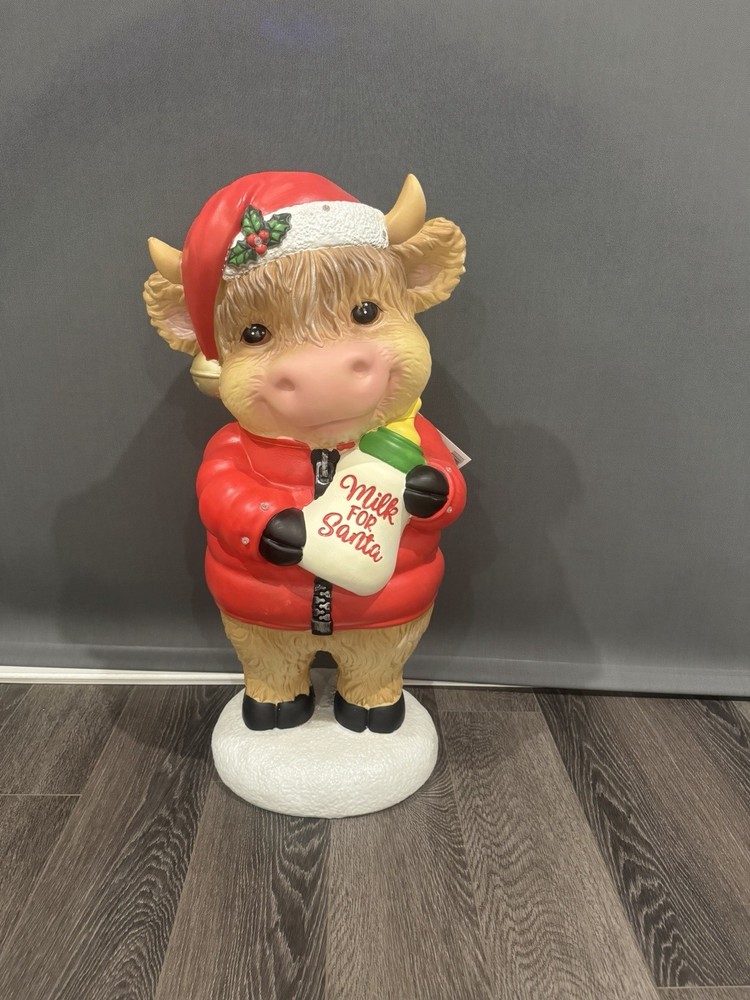 *NEW* 2.5 ft LED Cow “Milk For Santa” Blow Mold Christmas Decor Home Depot 2025