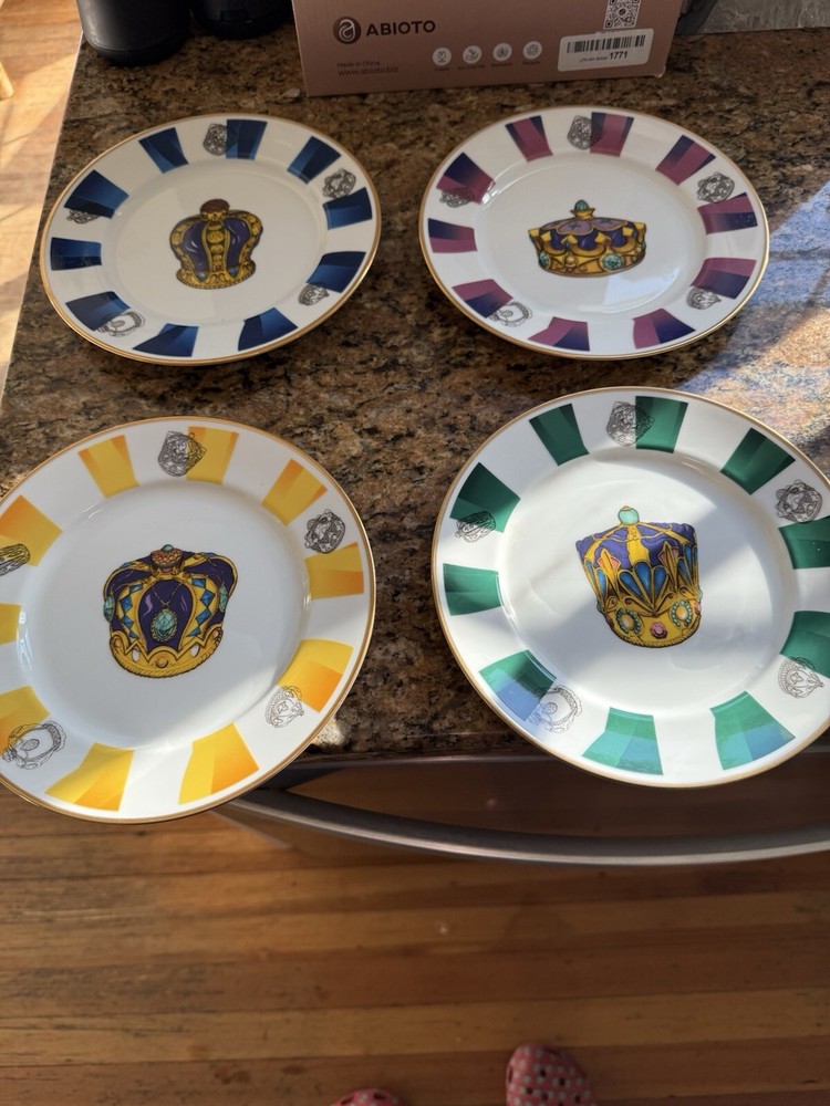 Vintage Neiman Marcus Royal Crown Set 4 8.25” Dessert Plates Japan California