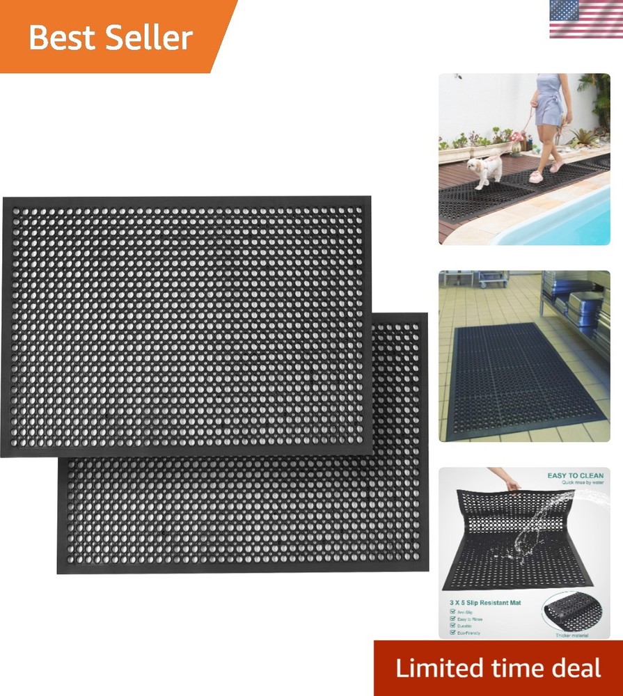 Anti Fatigue Rubber Floor Mats 36x60 Non-Slip Heavy Duty Indoor Outdoor Drainage