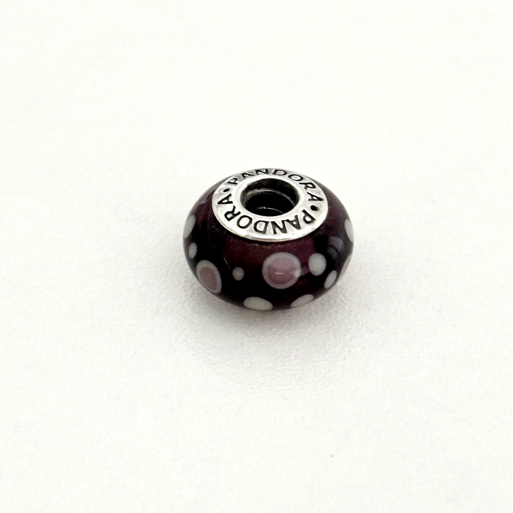 Pandora Retired Murano Purple Bubbles 925 Sterling Silver Glass Bead Charm