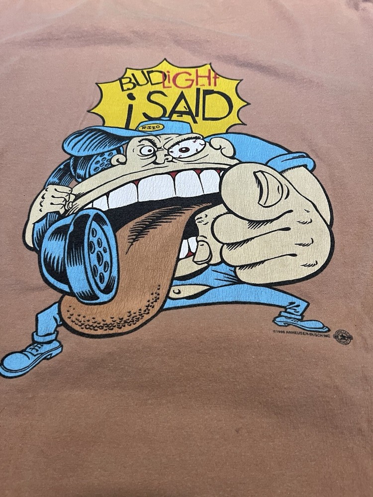 Vintage 90s Bud Light I Said Jerky Boys Frank Rizzo Faded Beer Promo T Shirt XL