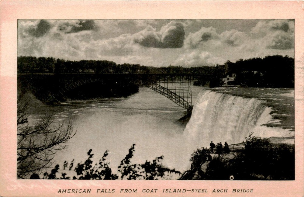AMERICAN FALLS, GOAT ISLAND, STEEL ARCH BRIDGE S. C. F Postcard
