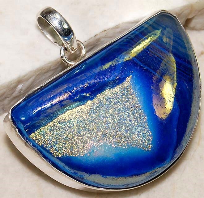 Natural Titanium Druzy 925 Solid Sterling Silver Pendant Jewelry @B15-6