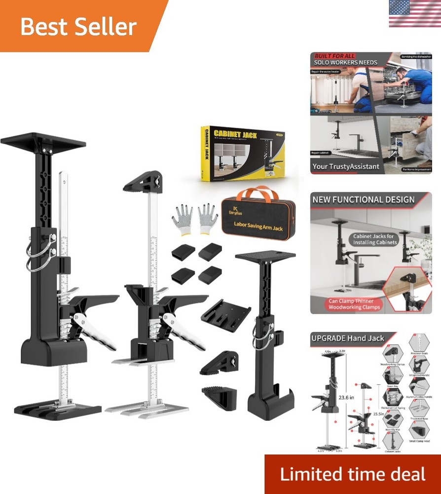 2-Pack Heavy-Duty Adjustable Cabinet Jacks 360 lbs Capacity 23.6