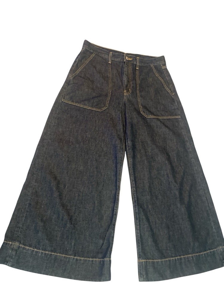 Ética Women’s Blue Denim High-Rise Crop Wide-Leg Culotte Jeans Size 30