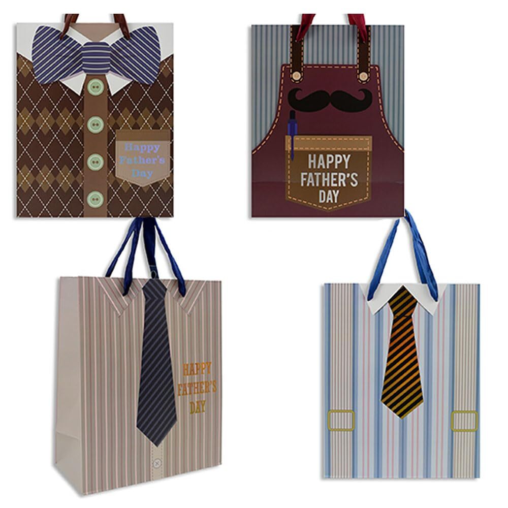 Fathers Day Gift Bags Gifts for Dad Shirt and Tie Mustache Grilling Apron and...-image