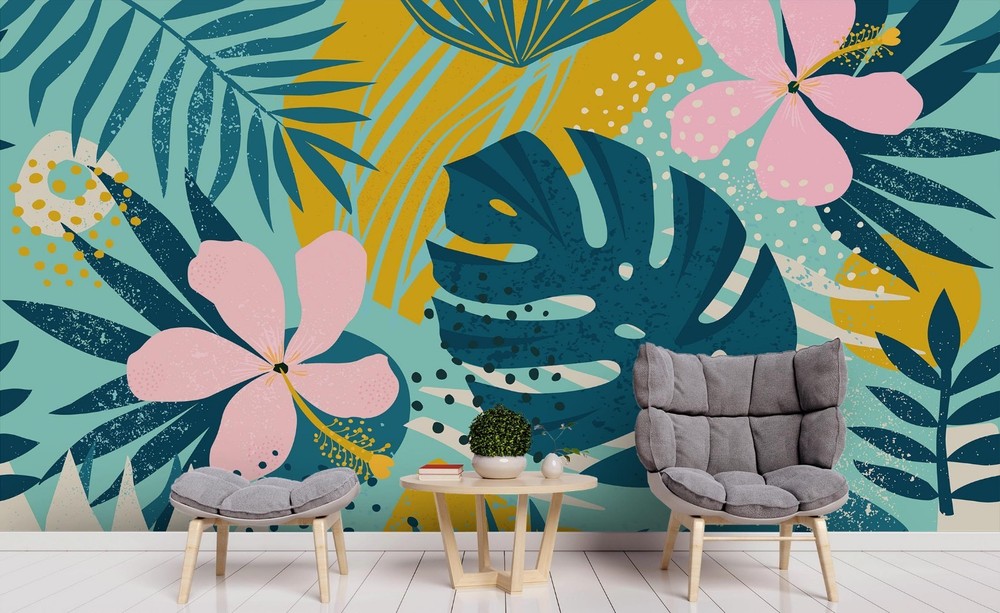 3D Flower Leaf Watercolor Wall Murals Wallpaper Murals Wall Sticker 2