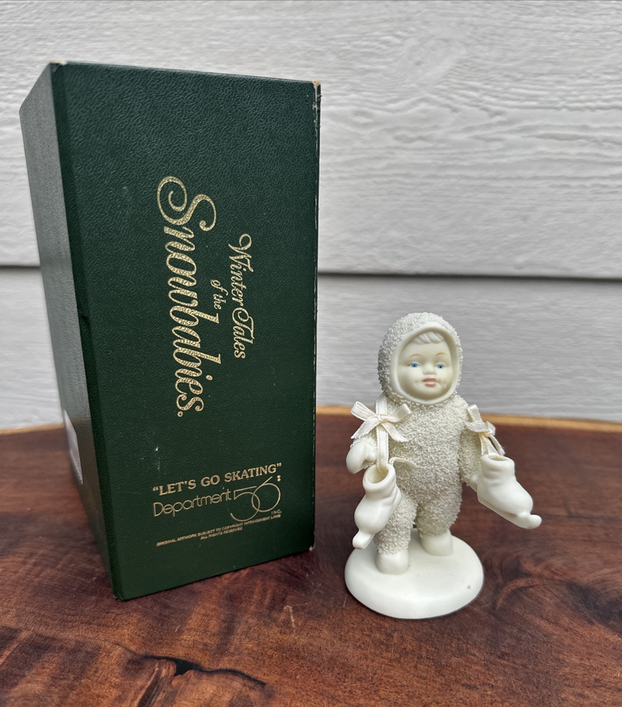 Vtg 1994 Dept 56 Winter Tales of the Snowbabies Let's Go Skating #68608 w/ Box
