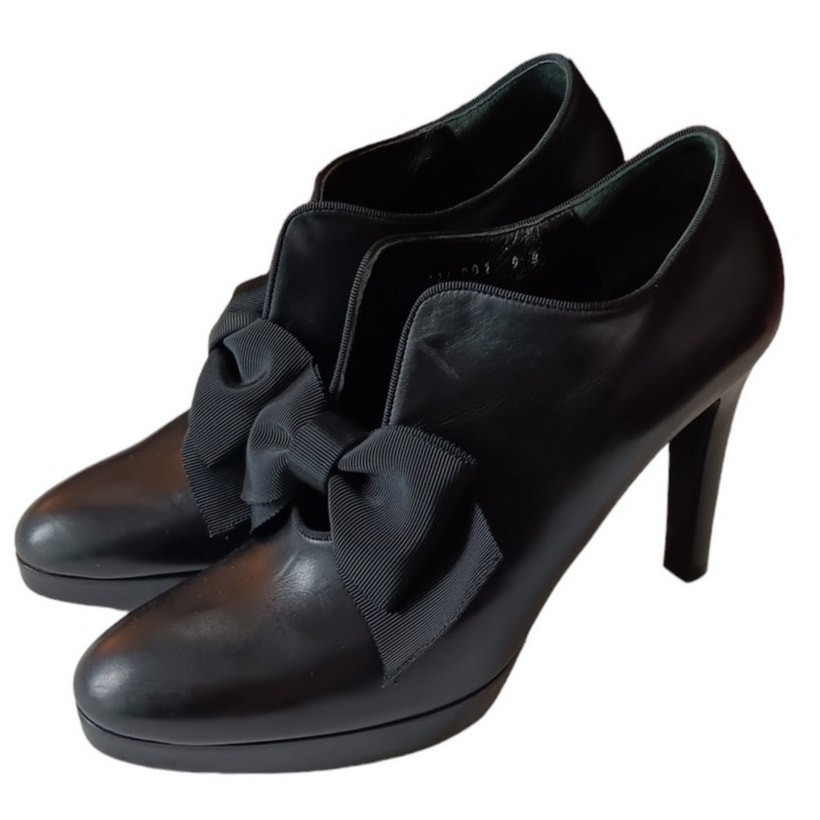 RALPH LAUREN COLLECTION Purple Label 2007 Runway Heels Size 9 BlackLeather Shoes