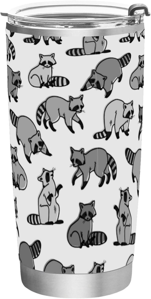 20Oz Stainless Steel Vacuum Insulated Tumbler Funny Grey Raccoon Double Wall Vac